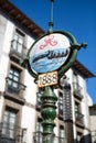 Old street sign with fishers fishing wales in Lekeitio Royalty Free Stock Photo