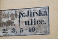 Old street sign of Prague Jewish city quarter Royalty Free Stock Photo