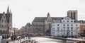 GENT, Belgium 28.10.2019 - Old street in Gent, Belgium. Architecture and landmark of Ghent. Cozy cityscape of Ghent. Royalty Free Stock Photo