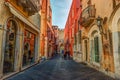 Old street in Taormina, Sicily, Italy