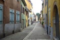 Old street with traditional medieval houses. Colmar, France.