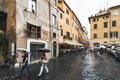 Old street in Trastevere, Rome, Italy. Trastevere is rione of Rome, on the west bank of the Tiber in Rome, Lazio, Italy.