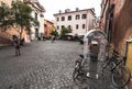 Old street in Trastevere, Rome, Italy. Trastevere is rione of Rome, on the west bank of the Tiber in Rome, Lazio, Italy