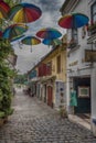 Old Street With Umbrellas.