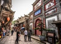 Old street view in Phoenix ancient town with entrance of Tianhou palace in Fenghuang Hunan China