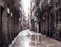 Old streets of Barrio Gotico in Barcelona