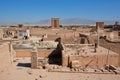 Old streets of desert Persian city with clay houses