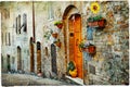 Old streets of medeival towns of Itlay Royalty Free Stock Photo