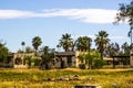 Old Stucco Buildings Abandoned And Overgrown Royalty Free Stock Photo