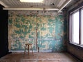 Old studio walls with stool 01