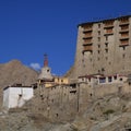 Old stupa and part of Leh Palace Royalty Free Stock Photo