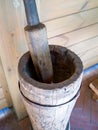 Old stupa and pestle made of wood Royalty Free Stock Photo