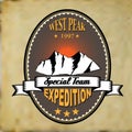 Old style adventure mountain expedition badge