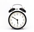 Old-style alarm clock, black and white. Isolaed on white.