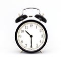 Old-style alarm clock, black and white. Isolaed on white. Royalty Free Stock Photo