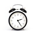 Old-style alarm clock, black and white. Isolaed on white. Royalty Free Stock Photo