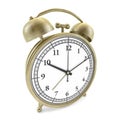 Old style alarm clock on white. 3D Royalty Free Stock Photo