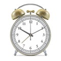 Old style alarm clock on white. 3D Royalty Free Stock Photo