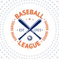 Old style Baseball Label with ball and bats. Vector Royalty Free Stock Photo