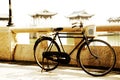 The old style Bicycle on Guangji Bridge Royalty Free Stock Photo