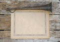 Old style blank message board announcement on wood