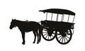 Old style country carriage with one horse in harness silhouette Royalty Free Stock Photo