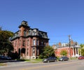 Old-style US multi-storey home seen in a American suburb.