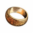 Vintage Gold Wedding Ring - Detailed Woodcut Illustration
