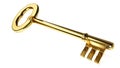 Old style golden key in a white background Royalty Free Stock Photo