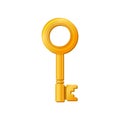 Old Style Golden Key on White Background. Vector Royalty Free Stock Photo