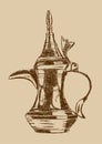 Old Style Hand Drawn Arabic Coffee Pot - Vector Illustration Royalty Free Stock Photo