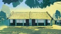 Old style Indian school building with trees Royalty Free Stock Photo