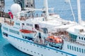 Old Style LIfeboat on Small Cruise Ship Royalty Free Stock Photo