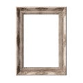 Old style light wood frame isolated on white background. Antique portrait rectangle vertical baroque frame Royalty Free Stock Photo