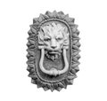 Old style lion`s head knocker isolated.