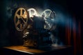 Old style movie projector, still-life, close-up. Royalty Free Stock Photo