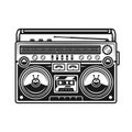 Old style music boombox vector black illustration