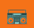 Old style music boombox flat vector music systems