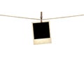 Old style photo hanging on a clothesline Royalty Free Stock Photo