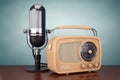 Old Style Photo. Retro Radio and Vintage Microphone. 3d Rendering Royalty Free Stock Photo
