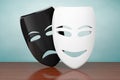 Old Style Photo. Tragicomic Theater Sad and Smile Masks Royalty Free Stock Photo