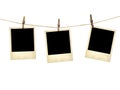 Old style photographs hanging on a clothesline Royalty Free Stock Photo