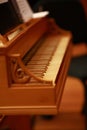 Piano keys, golden piano keys on an old baroque clavichord Royalty Free Stock Photo