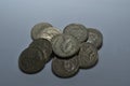 Pile of old style pound coins Royalty Free Stock Photo