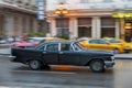 HAVANA, CUBA - OCTOBER 21, 2017: Old Style Retro Car in Havana, Cuba. Public Transport Taxi Car for Tourist and Local People. Blac Royalty Free Stock Photo