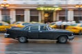 HAVANA, CUBA - OCTOBER 21, 2017: Old Style Retro Car in Havana, Cuba. Public Transport Taxi Car for Tourist and Local People. Blac Royalty Free Stock Photo