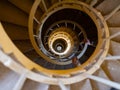 Old style of spiral staircase of light house in yellow brick Royalty Free Stock Photo