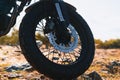 Old style spoked motorcycle wheel Royalty Free Stock Photo