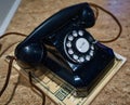 old style telephone setting on phonebook 1960\'s Royalty Free Stock Photo