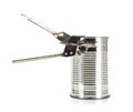 Old style tin opener opening a can Royalty Free Stock Photo